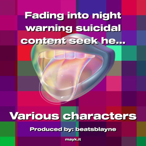 Fading into night warning suicidal content seek help if in crisis.