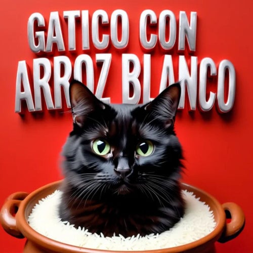 gato con arroz blanco