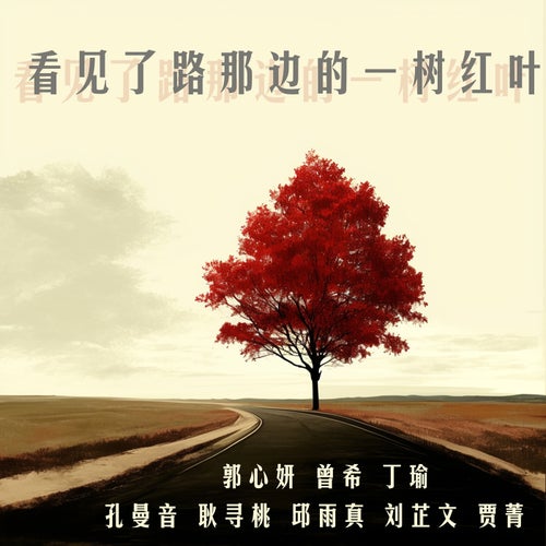 看见了路那边的一树红叶
