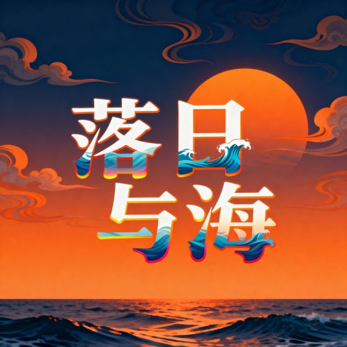 落日與海